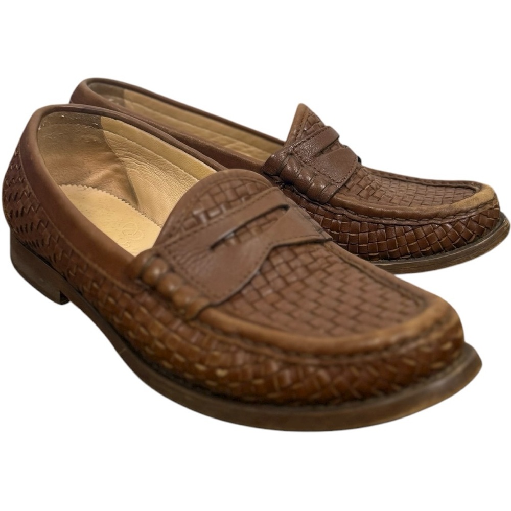 J.Crew‎ Winona Woven Leather Penny Loafers – Women’s Size 8 – Cognac Brown